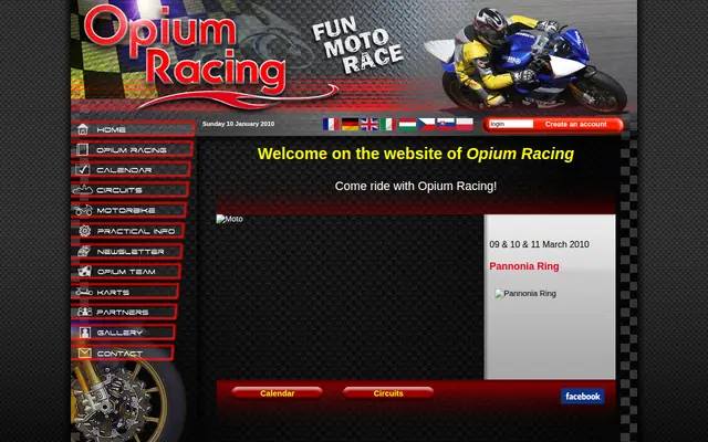 Le site Opium Racing en janvier 2010